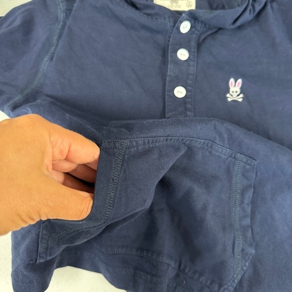 Psycho Bunny Navy Long Sleeve Button Packet Hoodie - Picture 12 of 14